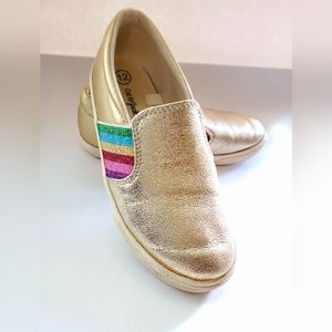 Super Comfy, Gold & Multi Colored Detail, Toddler Girls Slip-On Sneakers